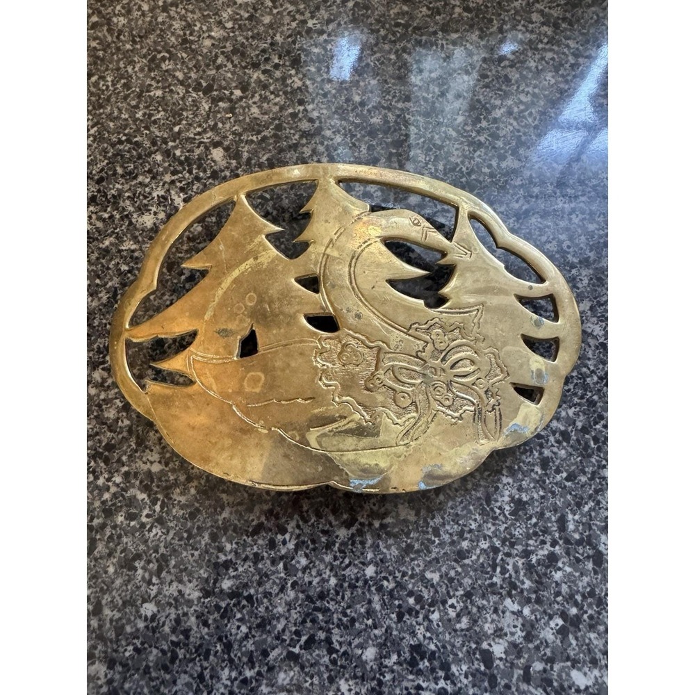 Vintage Brass Goose With‎ Wreath Christmas Goose Brass Trivet